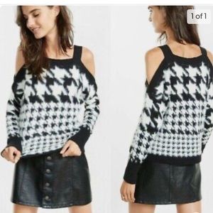 Express Houndstooth Fuzzy Sweater